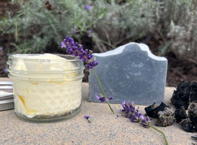 Charcoal soap and beef tallow face cream combo